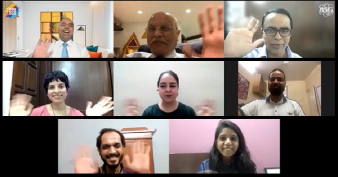 Screen capture of participants of a virtual meeting