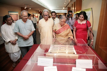 People gathered round an exhibit