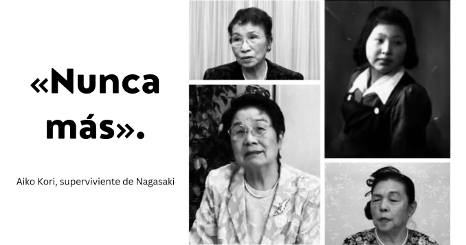 Composición fotográfica de mujeres hibakusha –supervivientes de los bombardeos atómicos de Hiroshima y Nagasaki. 
