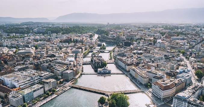 Aerial photo of Geneva, Switzerland