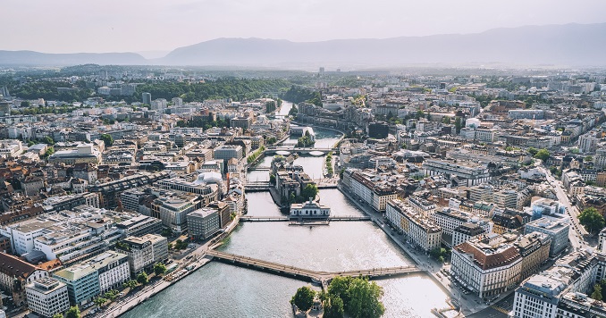 Foto aérea de Ginebra, Suiza