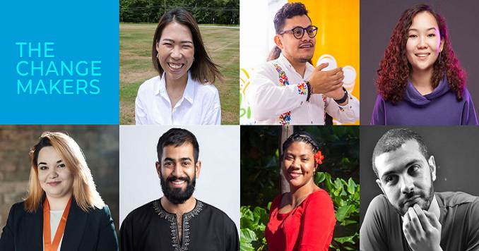Collage of seven young people who are human rights educators