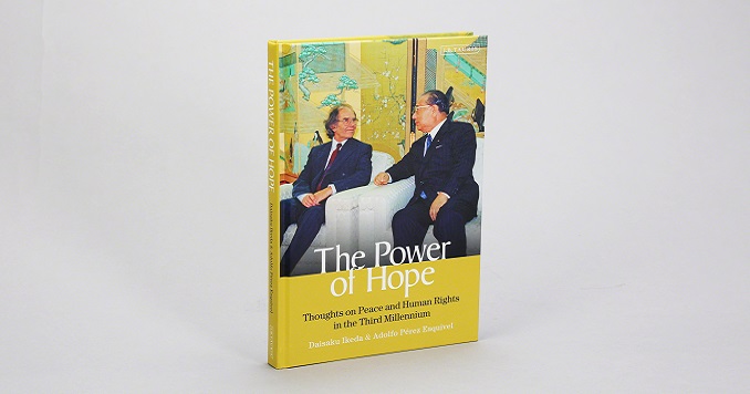 Book cover with a picture of two people in conversation
