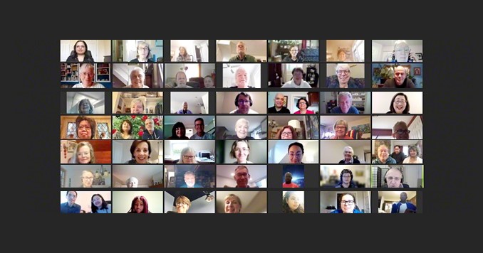 Screenshot of multiple participants in a Zoom meeting