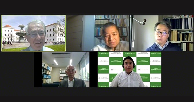 Image of an online meeting showing five male participants
