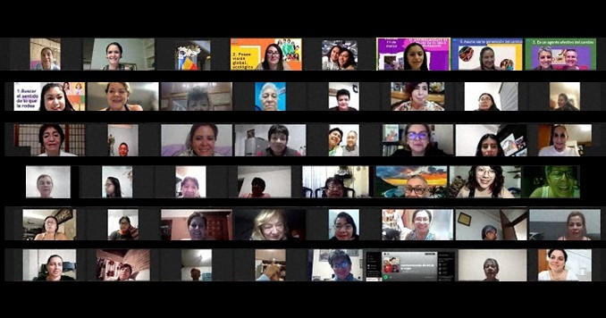 Captura de pantalla con la imagen de los participantes de una reunión en línea