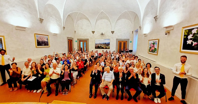 People sitting in a hall